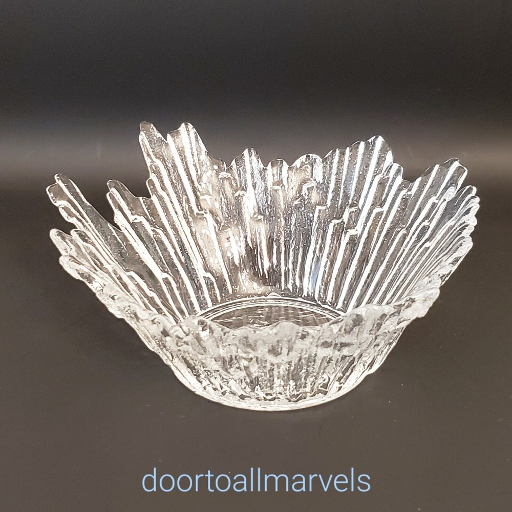 Vintage Glass Bowl Humppilan Lasi Tauno Northern Lights Ice Finland 6"
